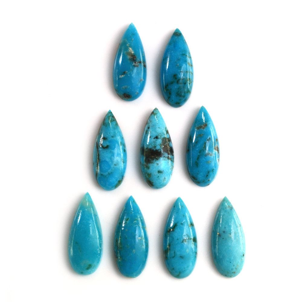 BLUE TURQUOISE PEAR CAB (WITH MATRIX PYRITE) 17X7MM 2.86 Cts.