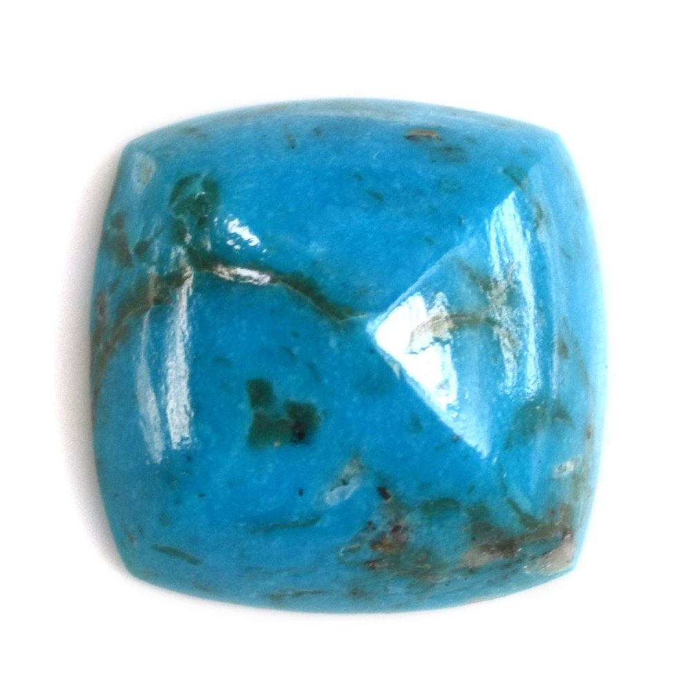 BLUE TURQUOISE SUGARLOAF CUSHION (WITH MATRIX PYRITE) 17MM 14.95 Cts.