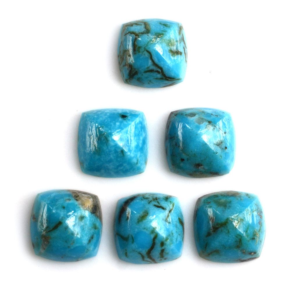 BLUE TURQUOISE SUGARLOAF CUSHION (WITH MATRIX PYRITE) 8MM 1.94 Cts.