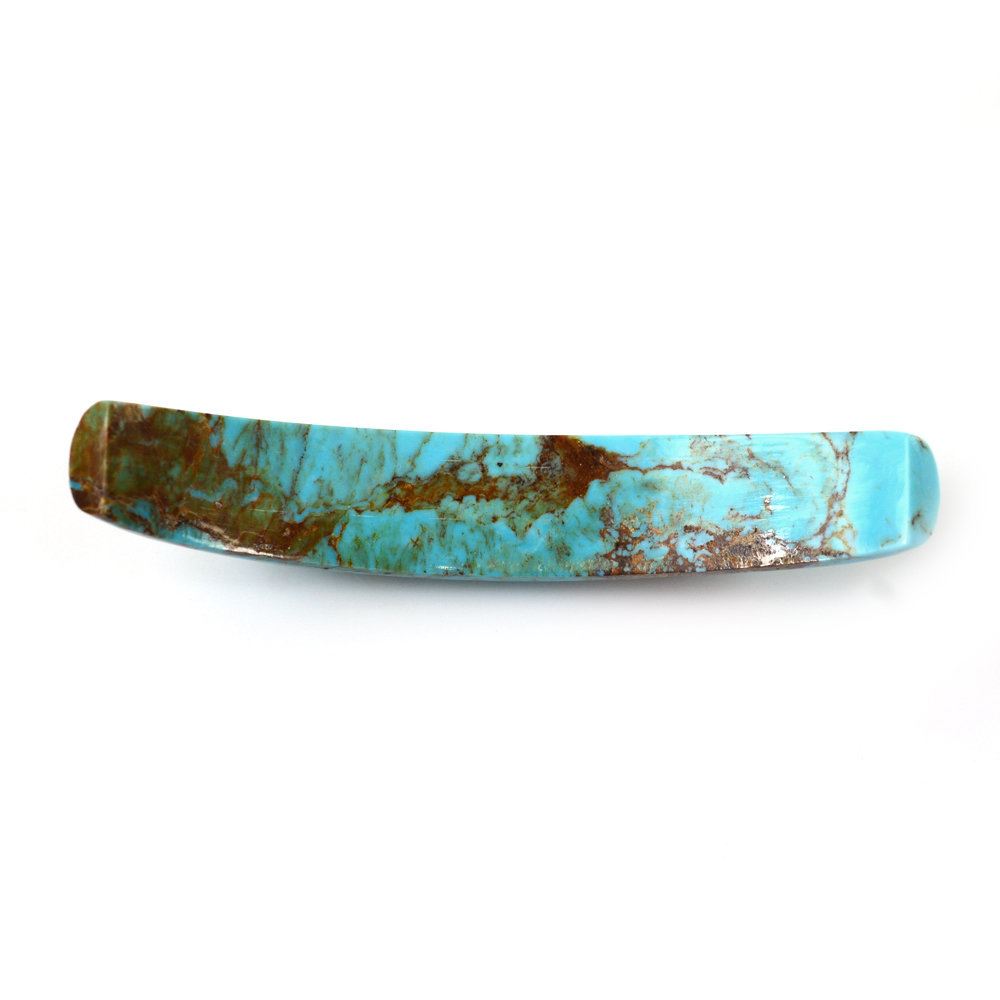 MEXICAN TURQUOISE HALF MOON FANCY CAB (WITH BROWN MATRIX) 61.40X11MM 28.59 Cts.