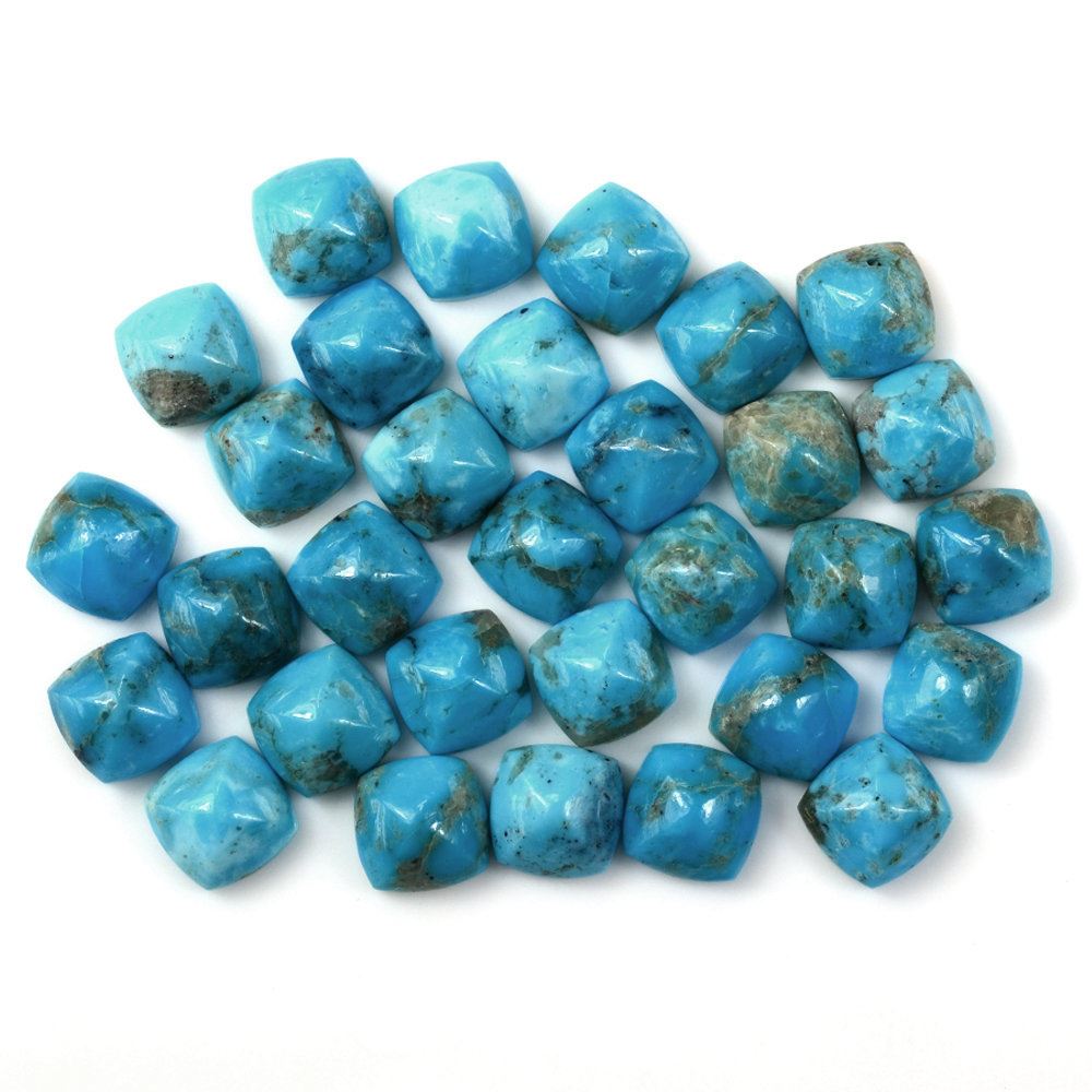BLUE TURQUOISE PYRAMID CUSHION CAB (WITH BROWN MATRIX) 8MM 2.04 Cts.