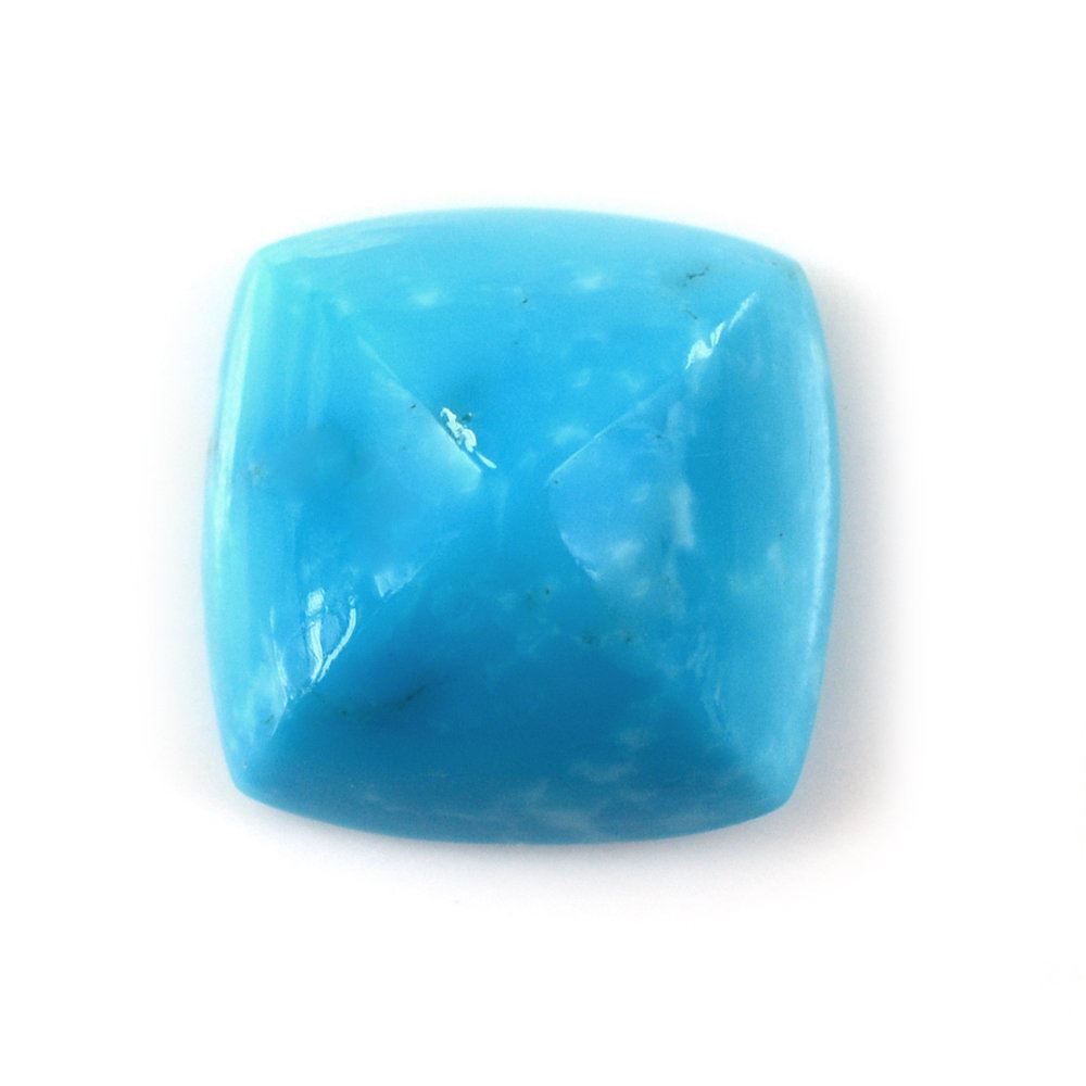 BLUE TURQUOISE PYRAMID CUSHION CAB (WITH BROWN MATRIX) 11MM 4.20 Cts.