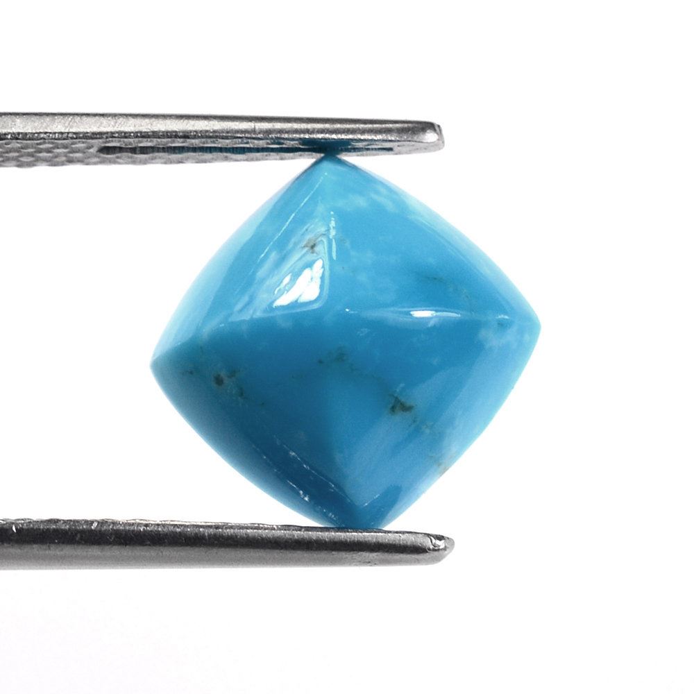 BLUE TURQUOISE PYRAMID CUSHION CAB (WITH BROWN MATRIX) 11MM 4.20 Cts.