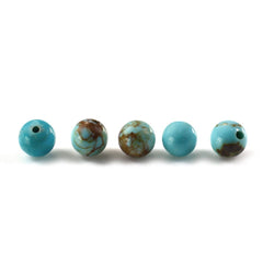 TYRONE TURQUOISE PLAIN BALLS (HALF DRILL 0.80) (WITH BROWN MATRIX) 4.50MM 0.50 Cts.
