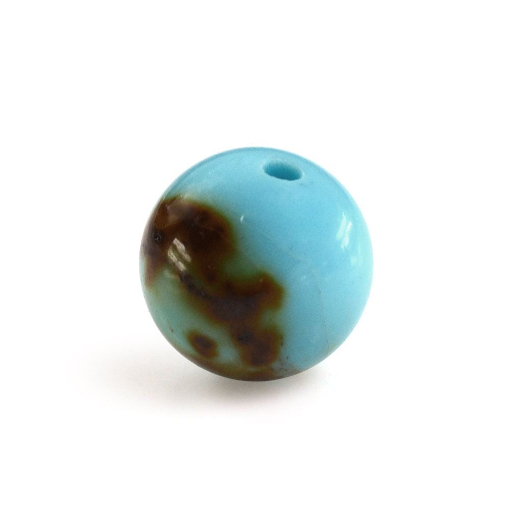 TYRONE TURQUOISE PLAIN BALLS (FULL DRILL 0.80) (WITH BROWN MATRIX) 6MM 1.25 Cts.