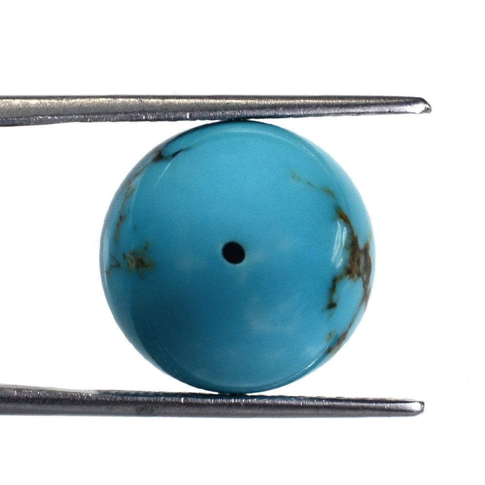 TYRONE TURQUOISE PLAIN BALLS (HALF DRILL 1.00) (WITH BROWN MATRIX) 15MM 20.12 Cts.