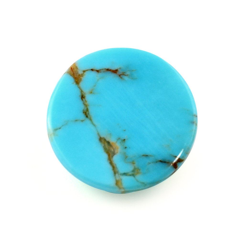 TYRONE TURQUOISE CHECKER CUT ROUND CAB (WITH BROWN MATRIX) 10MM 2.16 Cts.