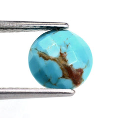 TYRONE TURQUOISE CHECKER CUT ROUND CAB (WITH BROWN MATRIX) 10MM 2.16 Cts.
