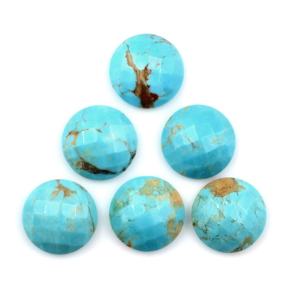 TYRONE TURQUOISE CHECKER CUT ROUND CAB (WITH BROWN MATRIX) 10MM 2.16 Cts.