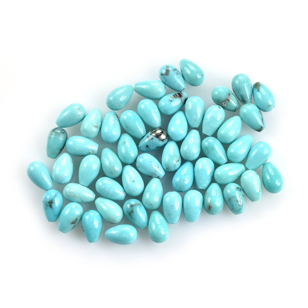 MEXICAN TURQUOISE WITH SLIGHT MATRIX PLAIN DROPS (HALF DRILL 1.00MM) 8X5MM 1.48 Cts.