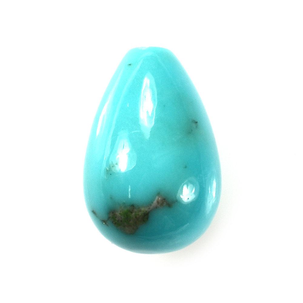 MEXICAN TURQUOISE WITH SLIGHT MATRIX PLAIN DROPS (BLUE GREEN) (HALF DRILL 1.00MM) 12X8MM 5.22 Cts.