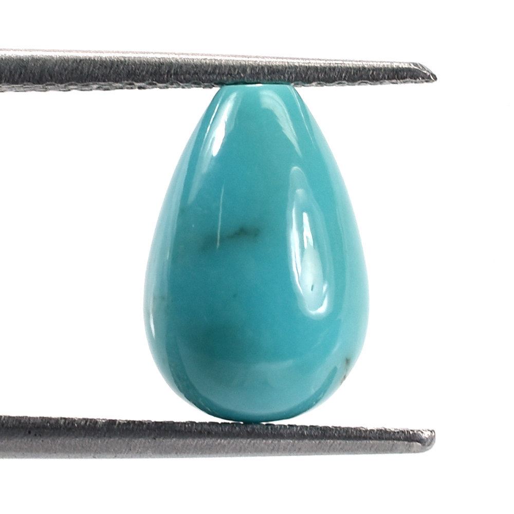 MEXICAN TURQUOISE WITH SLIGHT MATRIX PLAIN DROPS (BLUE GREEN) (HALF DRILL 1.00MM) 12X8MM 5.22 Cts.