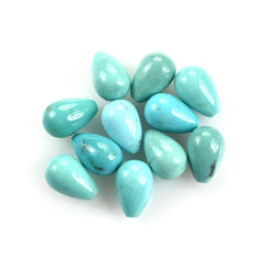 MEXICAN TURQUOISE WITH SLIGHT MATRIX PLAIN DROPS (BLUE GREEN) (HALF DRILL 1.00MM) 12X8MM 5.22 Cts.