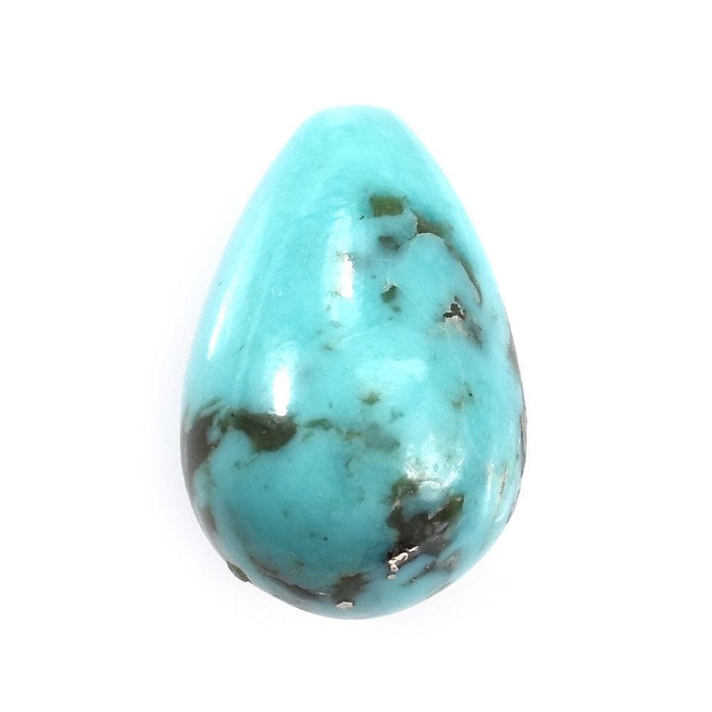 MEXICAN TURQUOISE WITH SLIGHT MATRIX PLAIN DROPS (BLUE GREEN) 12X8MM 5.22 Cts.