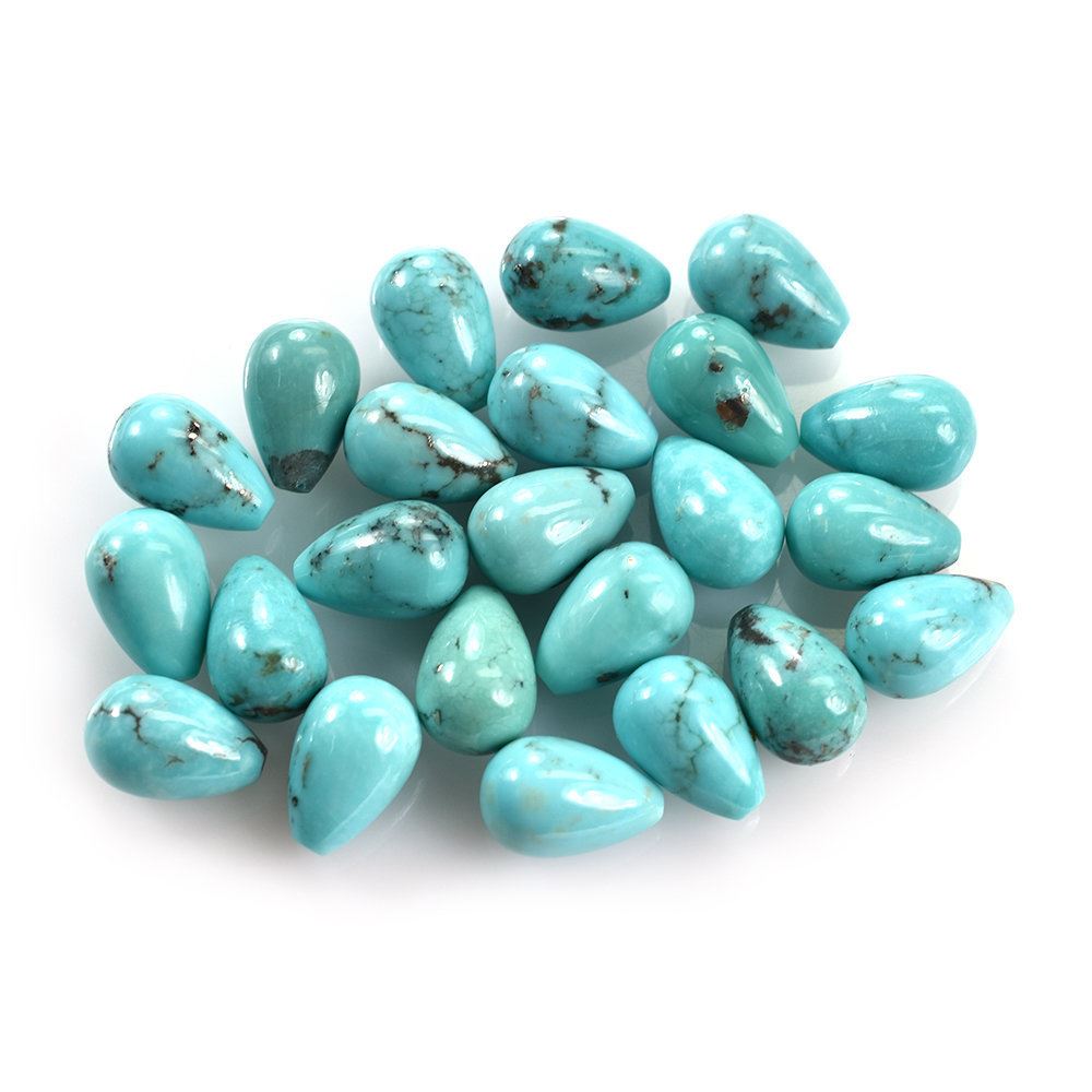 MEXICAN TURQUOISE WITH SLIGHT MATRIX PLAIN DROPS (BLUE GREEN) 12X8MM 5.22 Cts.