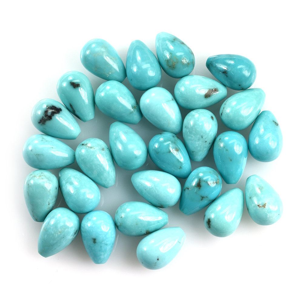 MEXICAN TURQUOISE WITH SLIGHT MATRIX PLAIN DROPS (HALF DRILL 1.00MM) 12X8MM 5.23 Cts.
