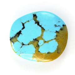 MEXICAN TURQUOISE PLAIN LENTIL FANCY (GOLDEN MATRIX) 25.00X22.50 MM 17.40 Cts.