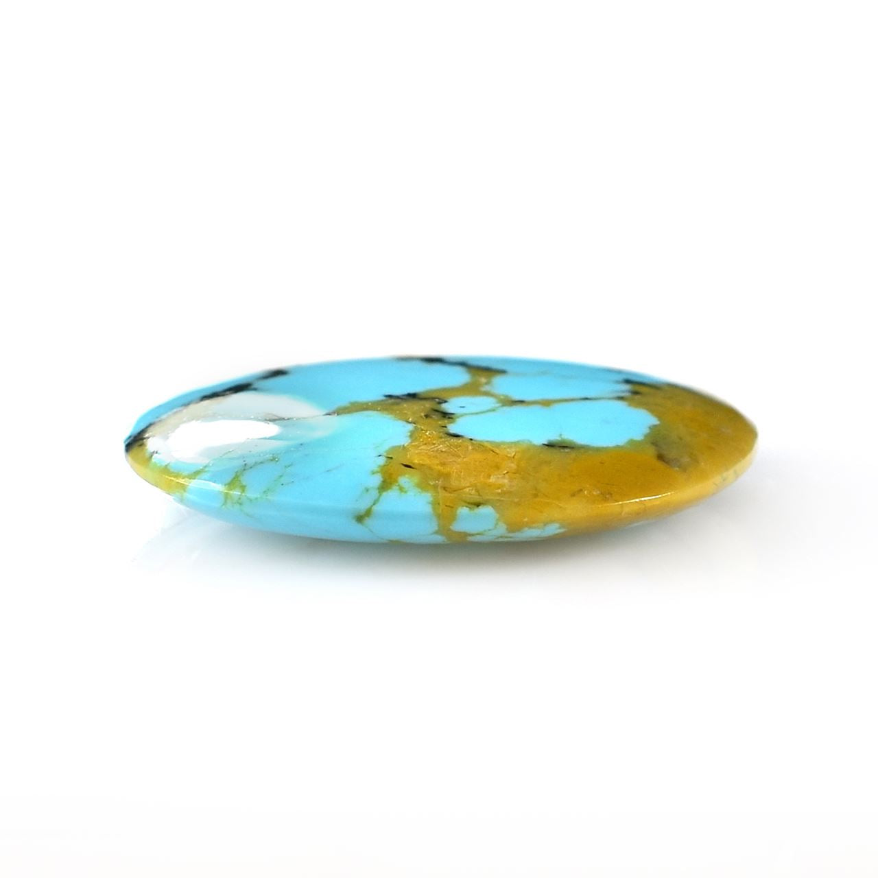 MEXICAN TURQUOISE PLAIN LENTIL FANCY (GOLDEN MATRIX) 25.00X22.50 MM 17.40 Cts.