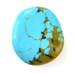 MEXICAN TURQUOISE PLAIN LENTIL FANCY (GOLDEN MATRIX) 25.00X22.50 MM 17.40 Cts.