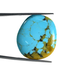 MEXICAN TURQUOISE PLAIN LENTIL FANCY (GOLDEN MATRIX) 25.00X22.50 MM 17.40 Cts.