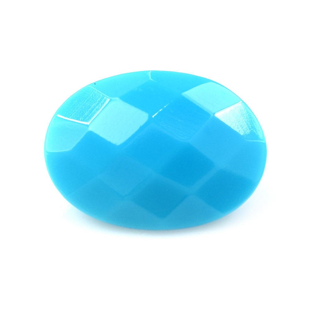 SLEEPING BEAUTY TURQUOISE CHECKER CUT OVAL 14X10MM 4.55 Cts.