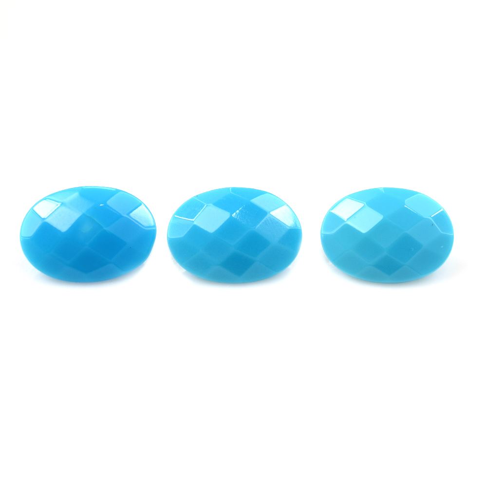 SLEEPING BEAUTY TURQUOISE CHECKER CUT OVAL 14X10MM 4.55 Cts.