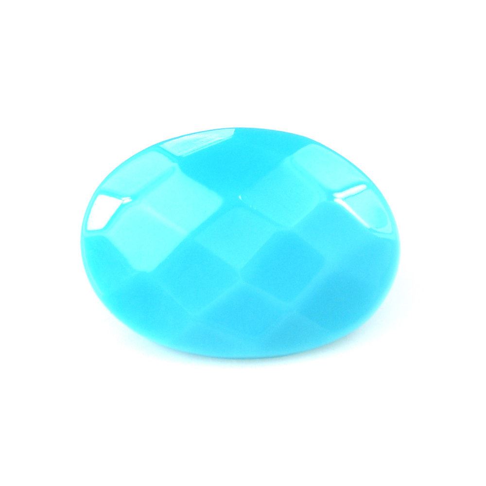 SLEEPING BEAUTY TURQUOISE CHECKER CUT OVAL 14X10MM 4.05 Cts.