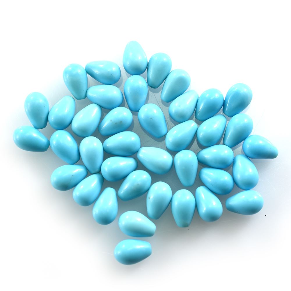 SLEEPING BEAUTY TURQUOISE PLAIN DROPS (A) 6 X 4 MM (HALF DRILL) - 0.70 MM 0.58 Cts.