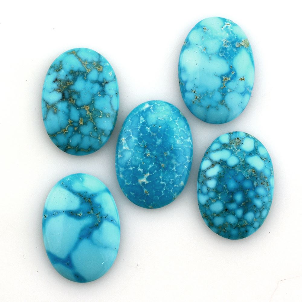 SLEEPING BEAUTY TURQUOISE OVAL CAB (SPIDER WEB) 14X10MM 2.21 Cts.