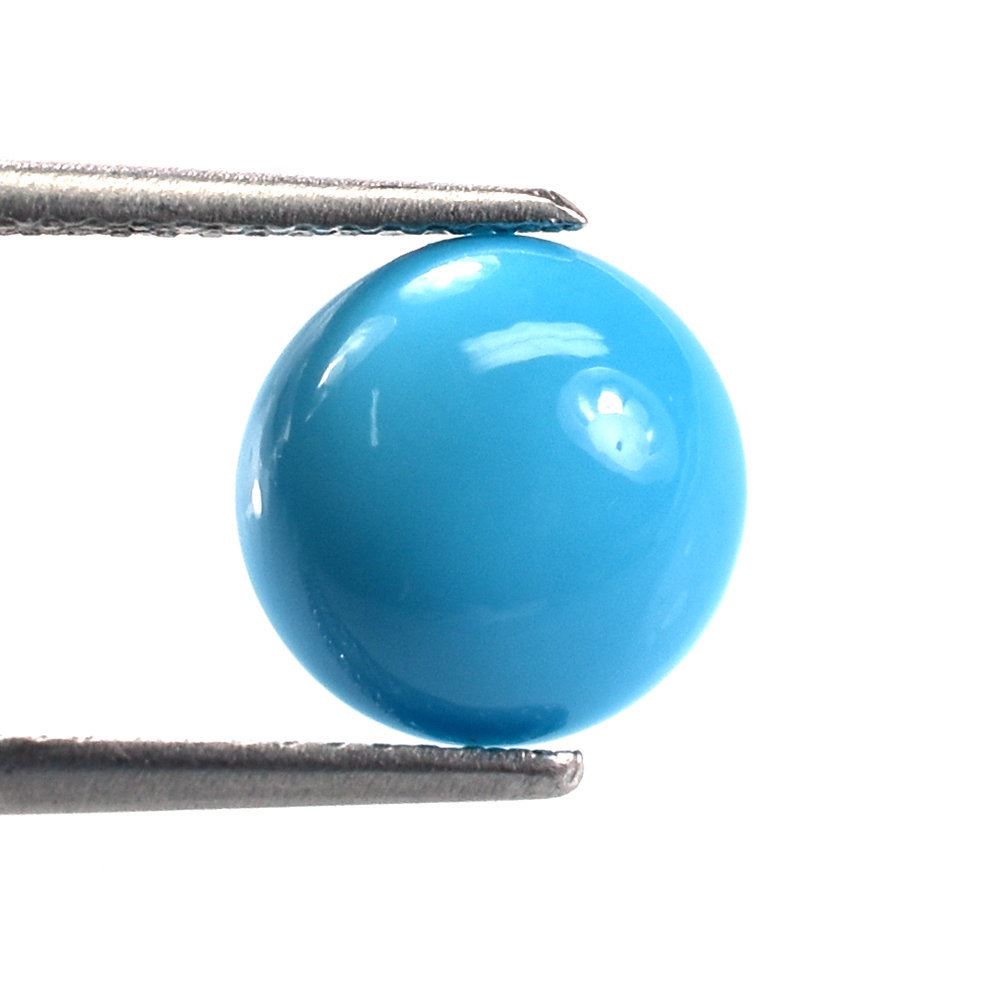 SLEEPING BEAUTY TURQUOISE PLAIN ROUND CAB (AA/CLEAN) 9 X 9 MM 2.20 Cts.