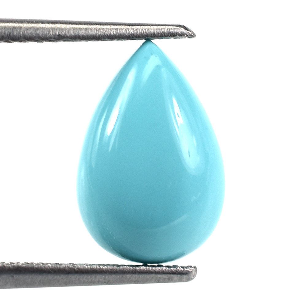 SLEEPING BEAUTY TURQUOISE PLAIN PEAR CAB (BLUE GREEN/A/SI) 12 X 8 MM 1.80 Cts.