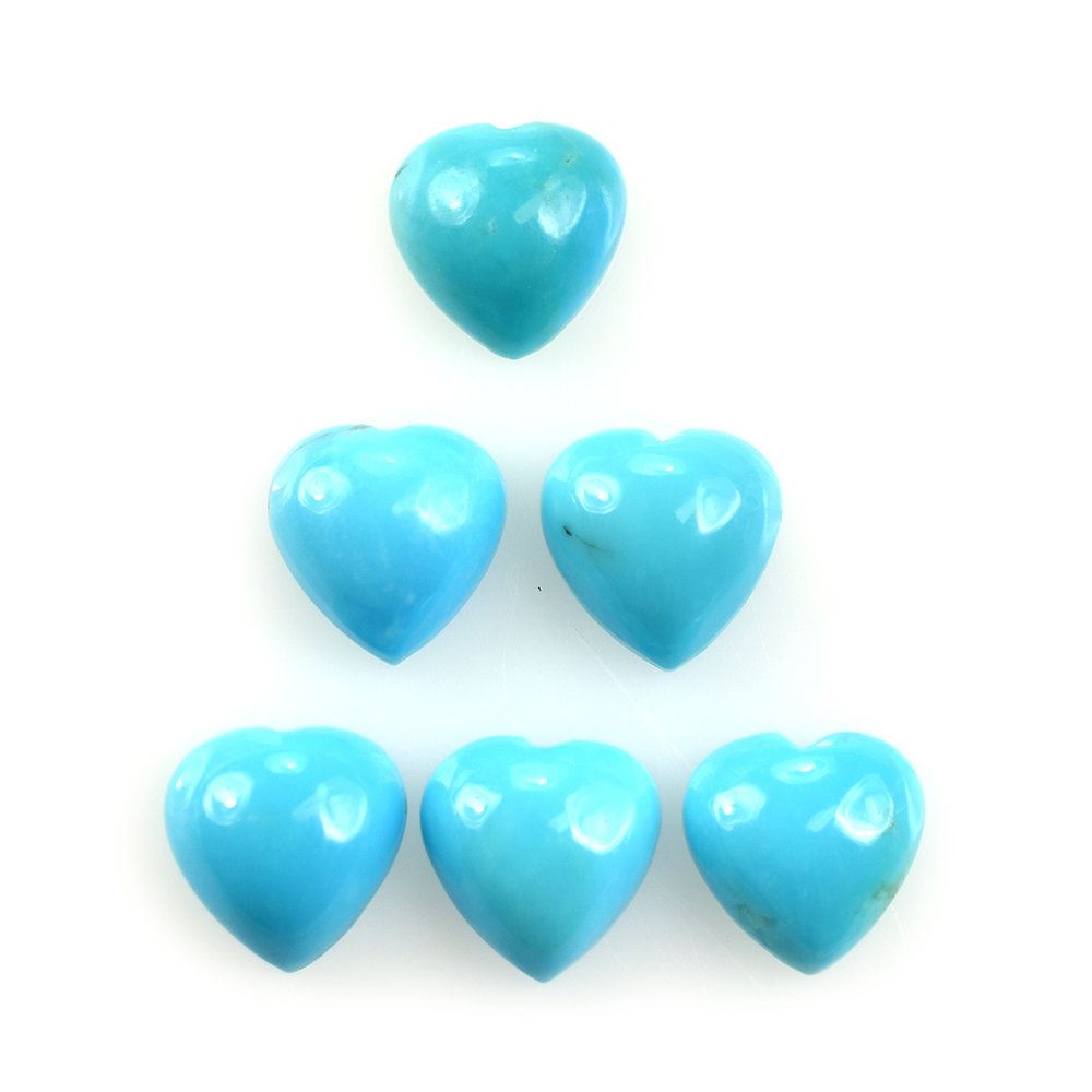 SLEEPING BEAUTY TURQUOISE PLAIN HEART CAB (BLUE GREEN/AAA/SI) 7X7MM 1.13 Cts.