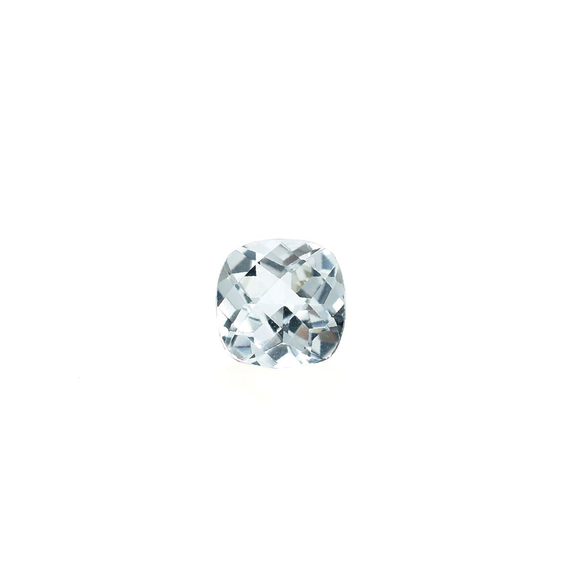 WHITE AQUAMARINE CHECKER CUT CUSHION (CLEAN) 5.00X5.00MM 0.64 Cts.