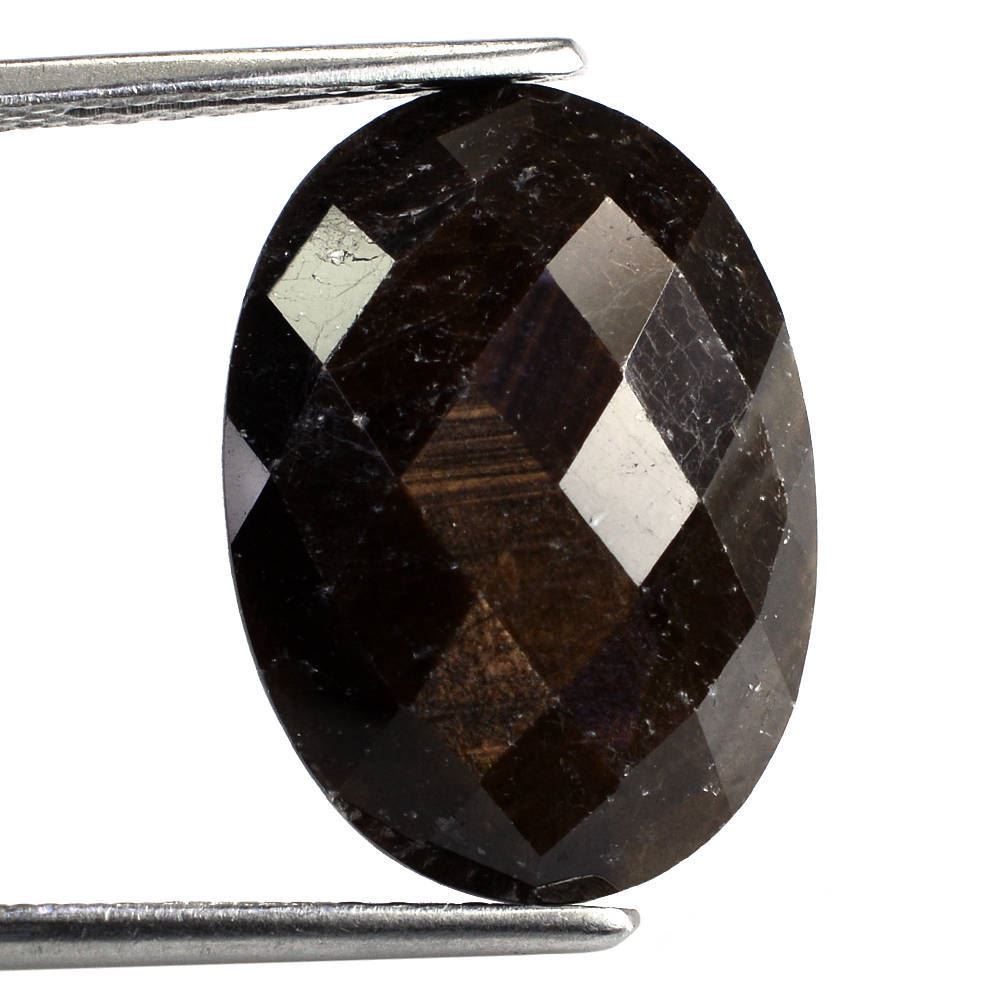 BROWN SAPPHIRE CHECKER OVAL CAB 18X13MM 10.03 Cts.