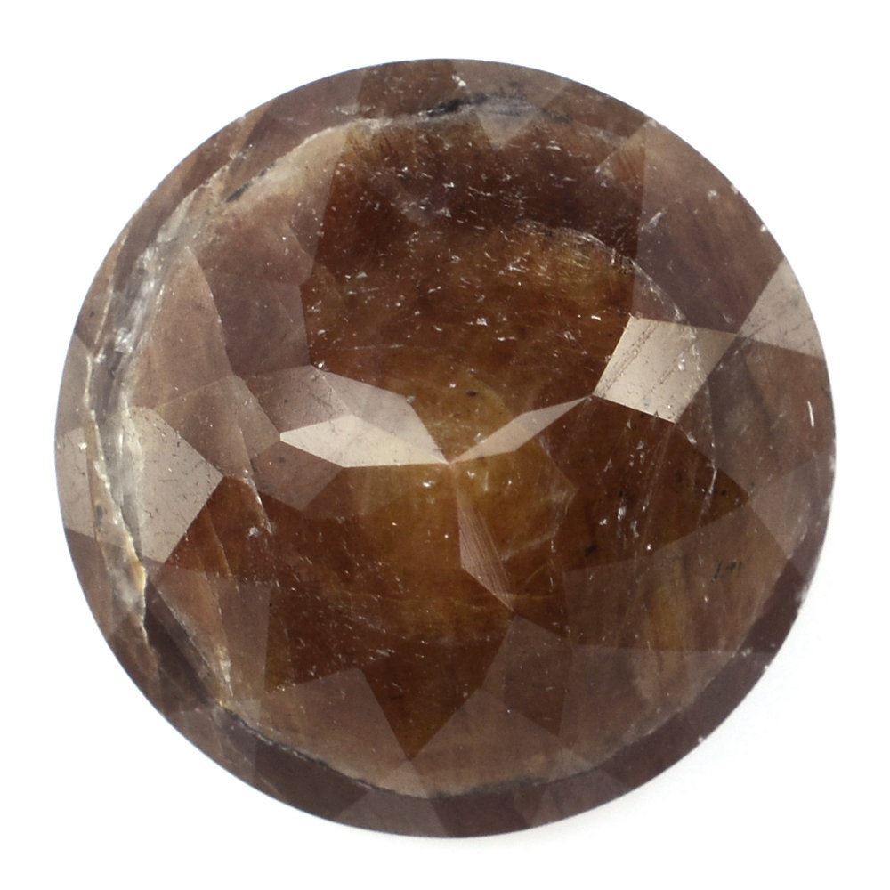 BROWN SAPPHIRE CHECKER CUT ROUND CAB 15MM 15.90 Cts.