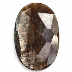 BROWN SAPPHIRE IRREGULAR CUT BRIOLETTE OVAL 23X15MM 12.71 Cts.