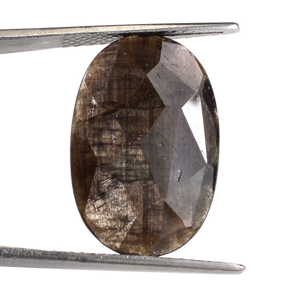 BROWN SAPPHIRE IRREGULAR CUT BRIOLETTE OVAL 23X15MM 12.71 Cts.