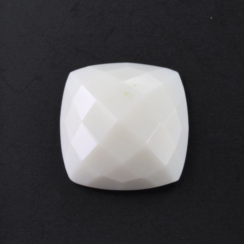 WHITE AGATE CHECKER CUSHION CAB 12MM 6.33 Cts.