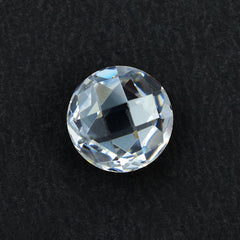 CUBIC ZIRCONIA WHITE CHECKER CUT BRIOLETTE ROUND 8.00MM 4.03 Cts.