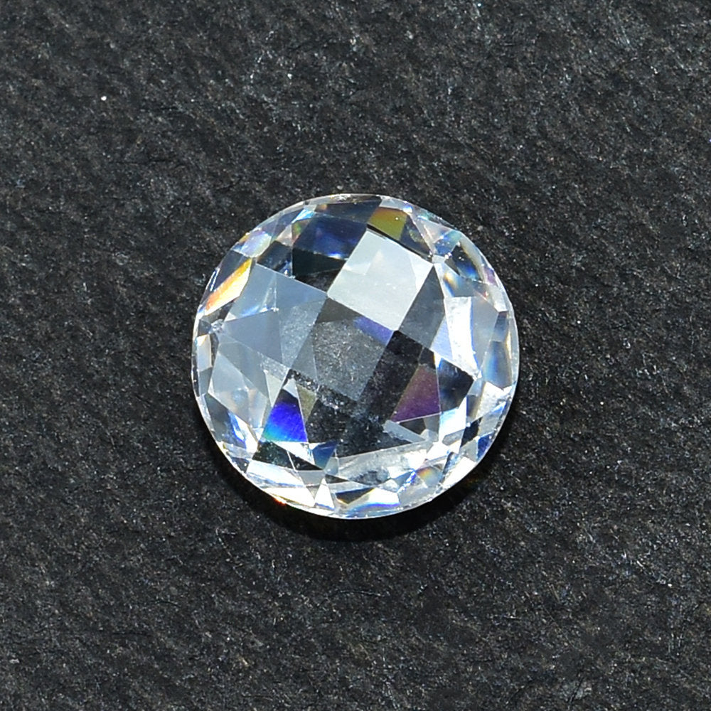 CUBIC ZIRCONIA WHITE CHECKER CUT BRIOLETTE ROUND 8.00MM 4.03 Cts.