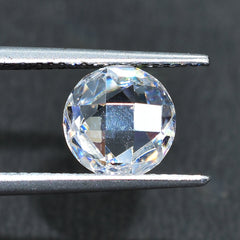 CUBIC ZIRCONIA WHITE CHECKER CUT BRIOLETTE ROUND 8.00MM 4.03 Cts.