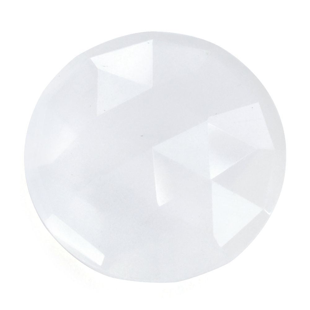 WHITE MILKY QUARTZ ROSE CUT BRIOLETTE ROUND 15MM 8.80 Cts.