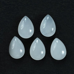 WHITE MILKY QUARTZ PLAIN PEAR CAB 10X7MM 1.68 Cts.