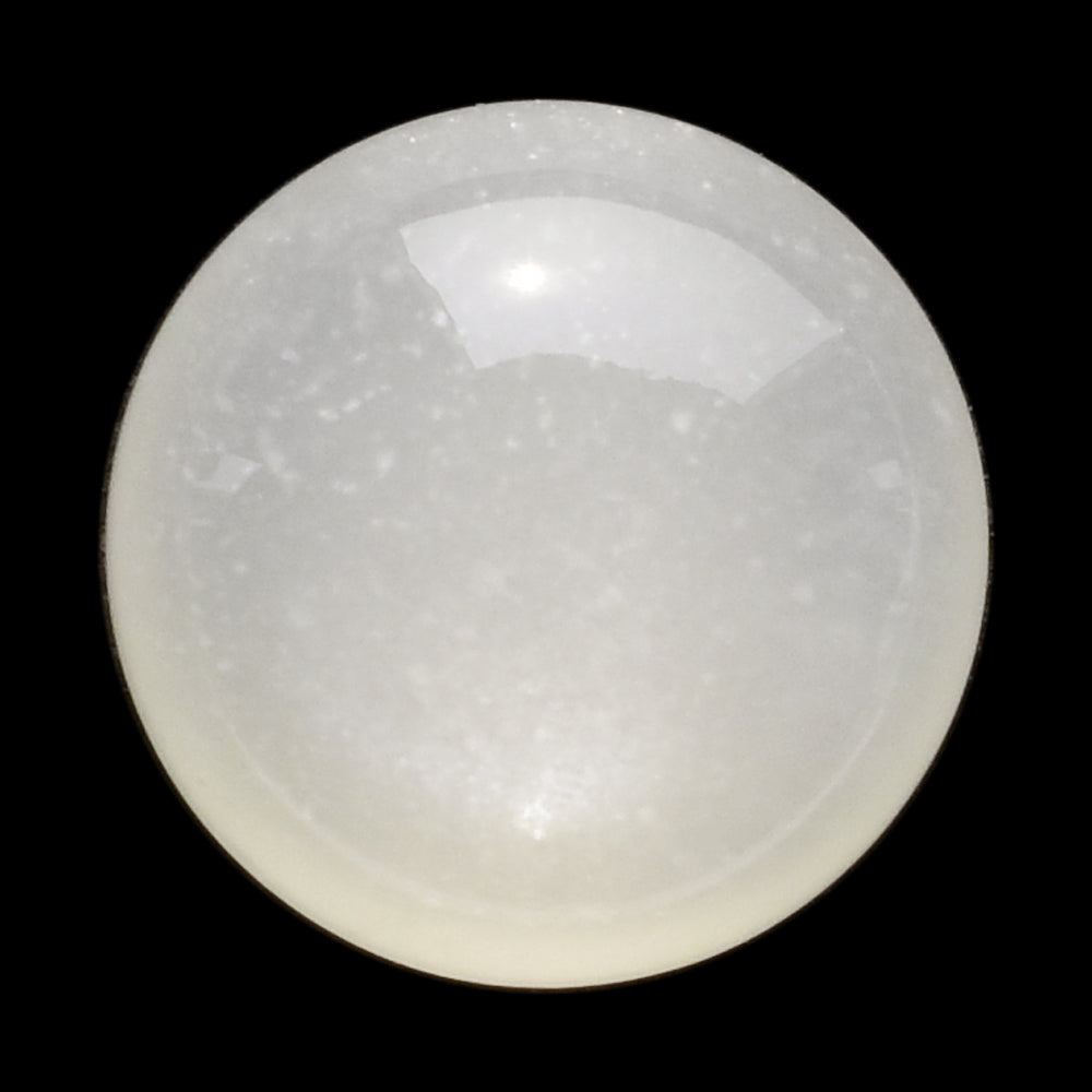 WHITE MOONSTONE (MILKY) CARVED BOTTOM ROUND CAB 11.00X11.00 MM 6.09 Cts.