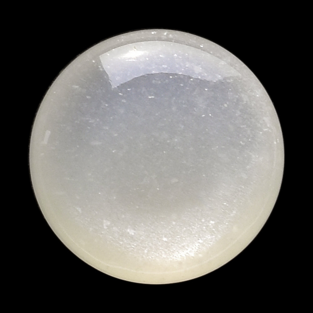 WHITE MOONSTONE (MILKY) CARVED BOTTOM ROUND CAB 11.00X11.00 MM 6.09 Cts.