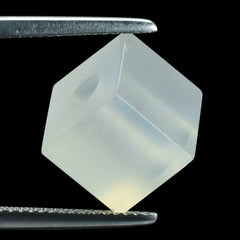 WHITE MOONSTONE (MILKY) PLAIN CUBE (FULL DRILL-3.00MM) 9.00X9.00 MM 8.74 Cts.