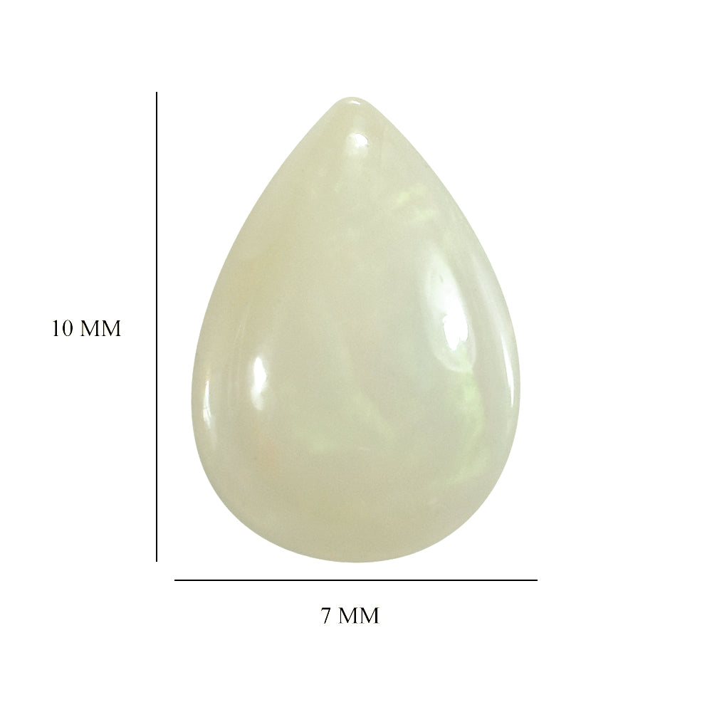 WHITE OPAL (WHITE) (MILKY) (OPAQUE) PLAIN PEAR CAB 10.00X7.00 MM 1.06 Cts.