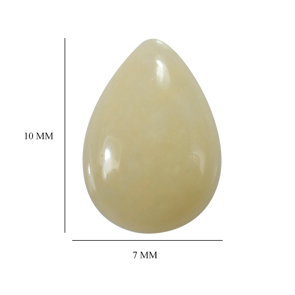 WHITE OPAL (YELLOW) ( MILKY) (OPAQUE) PLAIN PEAR CAB 10.00X7.00 MM 1.01 Cts.