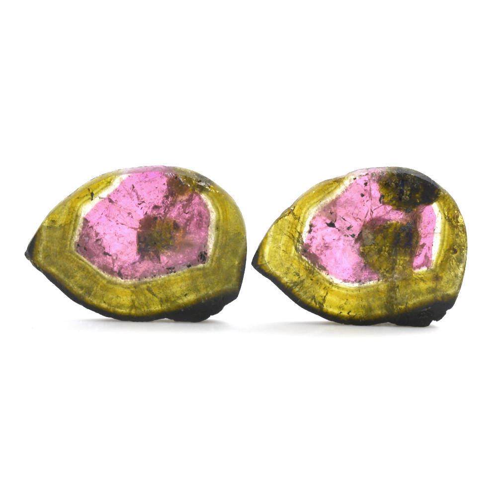 WATERMELON TOURMALINE SLICES 29X21MM 16.95 Cts. (Pair)