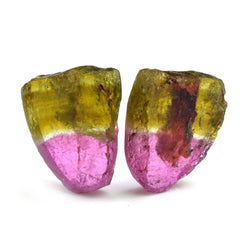 WATERMELON TOURMALINE SLICE 15.50X13MM 7.81 Cts. (Pair)